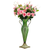 Colo Glass Flower Vase with  Bunch  Heads Artificial Fake Silk Rose Home Decor