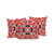 Set of Three Red Indigo Green And Cream Floral Indoor Outdoor Throw Pillow