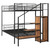 Black Twin Over Full Wood And Metal Bunk Bed With Stairs And Storage