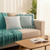 Cozy Knit Teal Throw Blanket with Decorative Knitted Pillow Covers  RibbedCable Knit Design