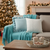 Cozy Knit Teal Throw Blanket with Decorative Knitted Pillow Covers  RibbedCable Knit Design