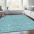 5' X 8' Teal And Ivory Geometric Washable Area Rug With UV Protection