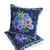 Set of Two Yellow And Blue Floral Indoor Outdoor Throw Pillow