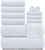 12 Piece Bath Towel Set for Bathroom 2 Bath Towels 4 Hand Towels 6 Washcloths 100% Cotton Soft and Plush Highly Absorbent Soft Towel for Hotel & Spa W