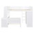 White Slat Solid Wood Full Double Loft Bed with Desk and Shelves