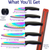 Kitchen Knife Set Kit 5 Dishwasher Safe Colorful Knives Knife Sharpener & Magnetic Wall Bar Titanium Non Stick Plating Stainless Steel