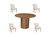 Five Piece Brown Round Solid Wood Dining Set with Four Chairs