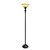 71" Bronze Metal Floor Lamp With Amber Glass Bowl Shade