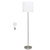 57" White Metal LED Floor Lamp With White Fabric Drum Shade