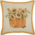 18" X 18" Natural Blown Seam Handmade Linen Blend Thanksgiving Pumpkin And Sunflowers Throw Pillow