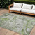 10' X 14' Green Abstract Washable Non Skid Indoor Outdoor Area Rug