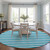8' X 8' Teal and White Round Striped Washable Indoor Outdoor Area Rug