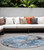 8' Round Blue and Gray Round Abstract Washable Non Skid Indoor Outdoor Area Rug