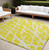 10' X 14' Yellow and White Abstract Washable Non Skid Indoor Outdoor Area Rug