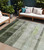 10' X 14' Olive Green Ombre Washable Non Skid Indoor Outdoor Area Rug