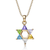 Collette Z Goldplated Sterling Silver Muli-Colored Cubic Zirconia Star of David Necklace