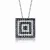 Collette Z Sterling Silver with Rhodium Plated Clear and Black Round Cubic Zirconia Square Drop Necklace