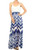 Duo Fabric Chevron Print Scoop Neck Spaghetti Straps Maxi Dress