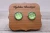 Green & White Polka Dots  Glass Stud Earrings