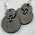 Small - Iron Earth Stain Cut out Circle Handmade Wooden Earrings Geometric