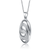 Collette Z Sterling Silver with Rhodium Plated Clear Round Cubic Zirconia Swirl Oval Pendant Necklace