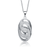 Collette Z Sterling Silver with Rhodium Plated Clear Round Cubic Zirconia Swirl Oval Pendant Necklace