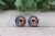 Sunflowers on Blue Polka Dots  Glass Stud Earrings