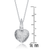 Collette Z Sterling Silver with Rhodium Plated Clear Round Cubic Zirconia Heart Drop Necklace