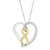 14K Gold and Silver Heart Bow Pendant Necklace