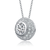 Collette Z Sterling Silver with Rhodium Plated Clear Round Cubic Zirconia Halo Circle Drop Necklace