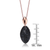 Collette Z Rose and Black-plated Silver Cubic Zirconia Oval Necklace