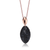 Collette Z Rose and Black-plated Silver Cubic Zirconia Oval Necklace