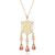 Collette Z Sterling Silver Cubic Zirconia Gold Plating Clear and Pink Cubic Zirconia Dangling Pendant Necklace