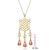 Collette Z Sterling Silver Cubic Zirconia Gold Plating Clear and Pink Cubic Zirconia Dangling Pendant Necklace