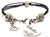 Godmother Heart Pewter Beaded Black Cord Bracelet