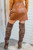 Walk With Me Faux leather Snap Button Mini Skirt Brown