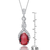 Collette Z Sterling Silver Red Cubic Zirconia Pear Twist Pendant Necklace