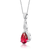 Collette Z Sterling Silver Red Cubic Zirconia Pear Twist Pendant Necklace