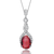 Collette Z Sterling Silver Red Cubic Zirconia Pear Twist Pendant Necklace