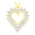 14K Yellow Gold Plated .925 Sterling Silver Brilliant-Cut Diamond Open Heart 18" Pendant Necklace (K-L Color, I1-I2 Clarity)
