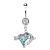 316L Stainless Steel Heart Arrow and Bow Dangle Navel Ring