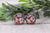 White Daisy's on Red || Glass Stud Earrings || Hypoallergenic