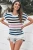 Camel Crew Neck Striped Knitted Top
