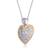 Collette Z Sterling Silver Two-Tone Cubic Zirconia Heart Link Chain Necklace