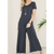 Solid Short Sleeve V Neck Jumpsuit with Low Back