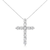 .925 Sterling Silver 1.0 Cttw Prong Set Round-Cut Diamond Cross 18" Pendant Necklace (I-J Color, I2-I3 Clarity)