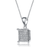 Collette Z Rhodium Plated Radiant Cubic Zirconia Framed Pendant Necklace