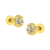 14 Karat Yellow Gold Plated .925 Sterling Silver 1 1/2 Carat Total Weight Diamond Modern 4-Prong Solitaire Milgrain Stud Earrings  