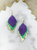 Mardi Gras Themed Layered Leather Earrings 