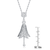 Collette Z Sterling Silver Cubic Zirconia Filigree and White Cubic Zirconia Dangling Pendant Necklace